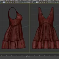 Stylish Red Sleeveless V Neck Dress with Ruffled Skirt and Feminine Design Details