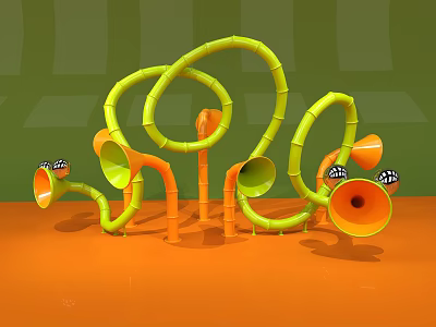 Modern amusement equipment children's entertainment facilities microphone children's fun cartoon children's toys 3d model