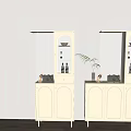 Cream wind partition shoe cabinet 3d model