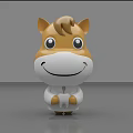 Cute Brown And White Horse Shaped Cartoon Doll With Big Eyes And Smiling Face