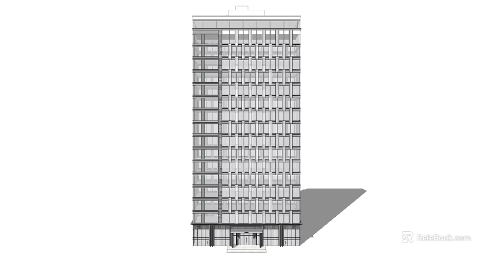 Modern High Rise Office Building With Multiple Windows And Structural Facade 3d model