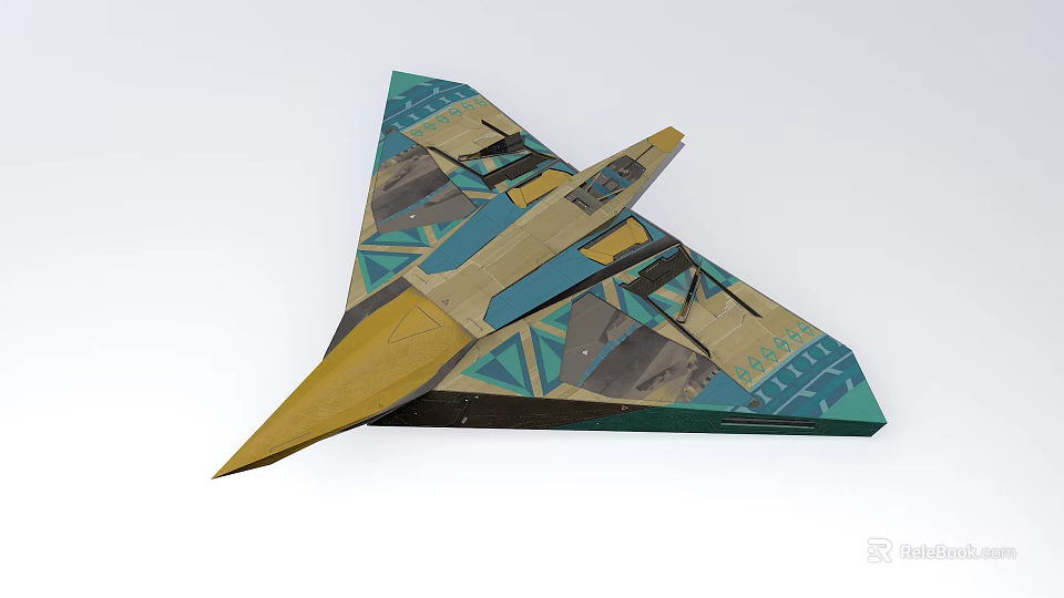 Passenger Airplane Model With Colorful Geometric Patterns And Vibrant Design 3d model 