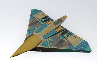 Passenger Airplane Model With Colorful Geometric Patterns And Vibrant Design 3d model