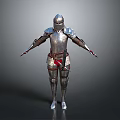 Silver Medieval Armor With Red Accents As Decorative Living Accessory