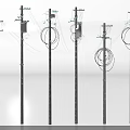 Industrial Electrical Power Equipment with Poles Transformers Wires and Insulating Components