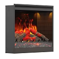 Modern Electric Fireplace With Realistic Flames Faux Logs Brick Interior And Black Frame