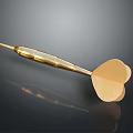 Golden Dart with Metallic Finish and Shiny Surface on Dark Background Reflection