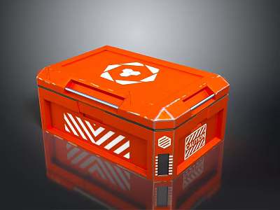 Orange Household Storage Box With White Logo And Stripes For Daily Use 3d model