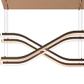 Modern Curved Wooden Chandelier With Crossed Wave Shape And Light Colored Design