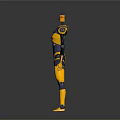 Yellow And Dark Blue Robot Character With Mechanical Design Standing Pose 3d model