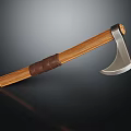 Classic Axe Weapon With Wooden Handle Leather Wrap And Metal Head
