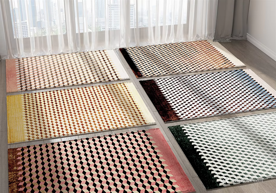 Colorful Square Rugs With Various Geometric Patterns For Indoor Floor Decor 3d model 