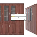 Elegant Brown Wooden Bookcase With Glass Doors And Solid Wood Cabinet Design