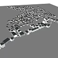 Traditional Chinese Village Model With Dense Ancient Style Houses And Roof Tiles
