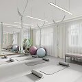Modern Fitness Bar Interior Design With Circular Lights And Plants