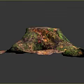 Vibrant Plant Growth On Colorful Tree Stump With Green Red And Yellow Hues