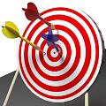 Red And White Target Board With Multiple Darts Hitting Center Bullseye 3d model