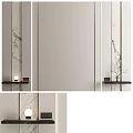 Modern Bed Background Wall Design With Marble Accents And Decorative Lamp