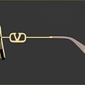 Gold Frame Sunglasses With Chain Detail And Pink Temple Tips Purple Lenses