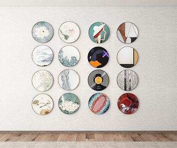 Modern round frame painting decorative painting 3d model