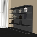 Modern Storage Rack Floor-Standing Storage Rack Pottery Pot Utensils One-Word Partition Bookshelf 3d model