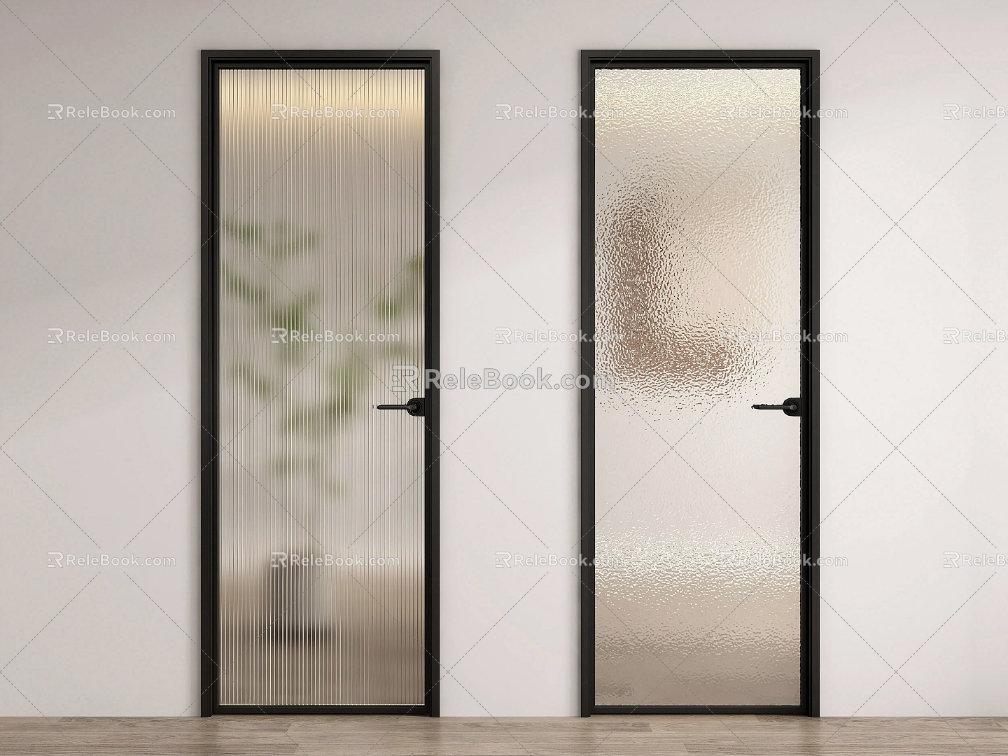 Modern swing door glass door glass single door 3d model