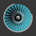 Turbine Engine Internal Structure With Blue Blades And Metallic Components 3d model