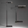 Modern Floor And Table Lamps With Metal Textured Pole And Square Base Design