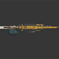 Futuristic 3D Weapon Model With Yellow White And Blue Accents Detailed Design