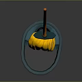 Blue Cleaning Bucket With Yellow Mop And Orange Handle For Daily Use