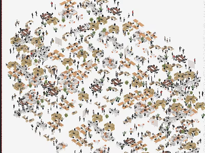 Large Diverse Crowd Gathered In Circular Formation For Group Activity 3d model