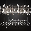 Modern Geometric Chandelier With Metallic Framework And Hanging Lighting Structure Design 3d model
