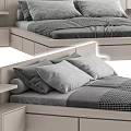 Modern Double Bed Design With Gray Mattress Drawers And Side Tables 3d model
