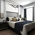 Background double bed 3d model