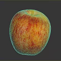 Fresh Juicy Red and Yellow Striped Apple on Smooth Gray Background Surface