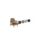 Modern Brown Leather Leisure Chair Featuring Wooden Armrests And Gray Blanket