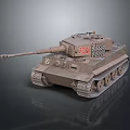 Military Armored Tank In Brown With Cannon Turret Tracks And 232 Marking