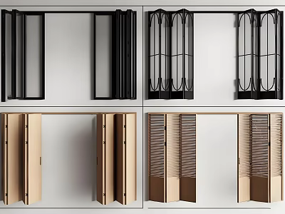 Modern and Classic Folding Doors with Wooden and Metal Frame Designs 3d model