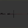 Tactical Long Range Weapon With Red Black Body And Tripod Support Stand 3d model