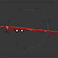 Red Flatbed Trailer With Brown Loading Surface Multiple Wheels And Long Structure