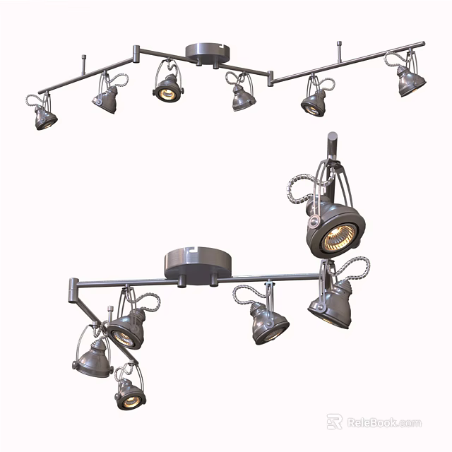 Modern Adjustable Downlights and Spotlights Track Mounted for Home Interior Lighting with Rotatable Heads 3d model