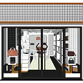 Stylish Bag Store Interior With Grid Sign Display Shelves And Luxury Handbags