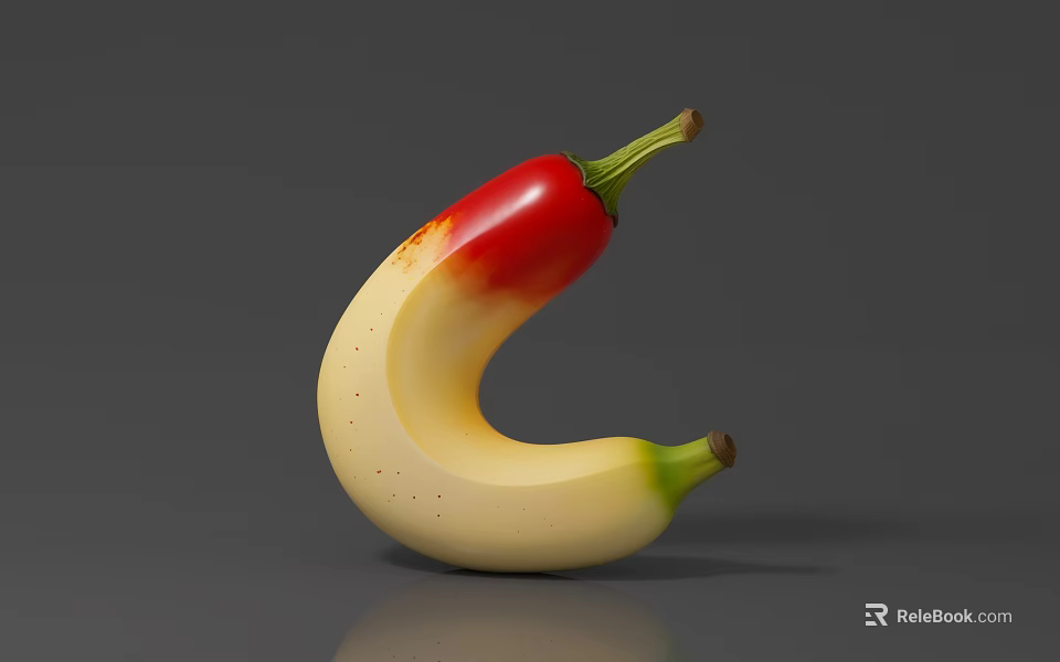 Innovative Food Creation With Banana Shape And Red Chili Top Design 3d model 