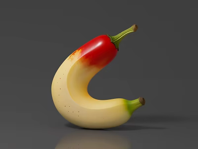 Innovative Food Creation With Banana Shape And Red Chili Top Design 3d model