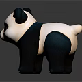 Cartoon Panda 3D Figure With Blue Eyes Black And White Standing Posture
