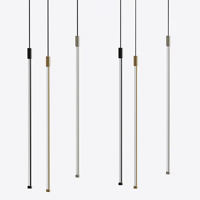 Modern Pendant Lights With Sleek Elongated Metal Design In Black Gold Silver Tones 3d model