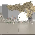 Elegant Event Decoration With Golden Branches Round Moon And Floral Arrangements