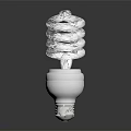 Spiral Shaped White Energy Saving Light Bulb With Reflective Base On Dark Background 3d model