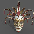 Ornate Venetian Mask With Red Gold Accents Intricate Patterns And Droplets