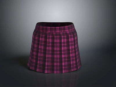 Trendy Stylish Pink Plaid Short Skirt Women's Fashionable Casual Outfit 3d model
